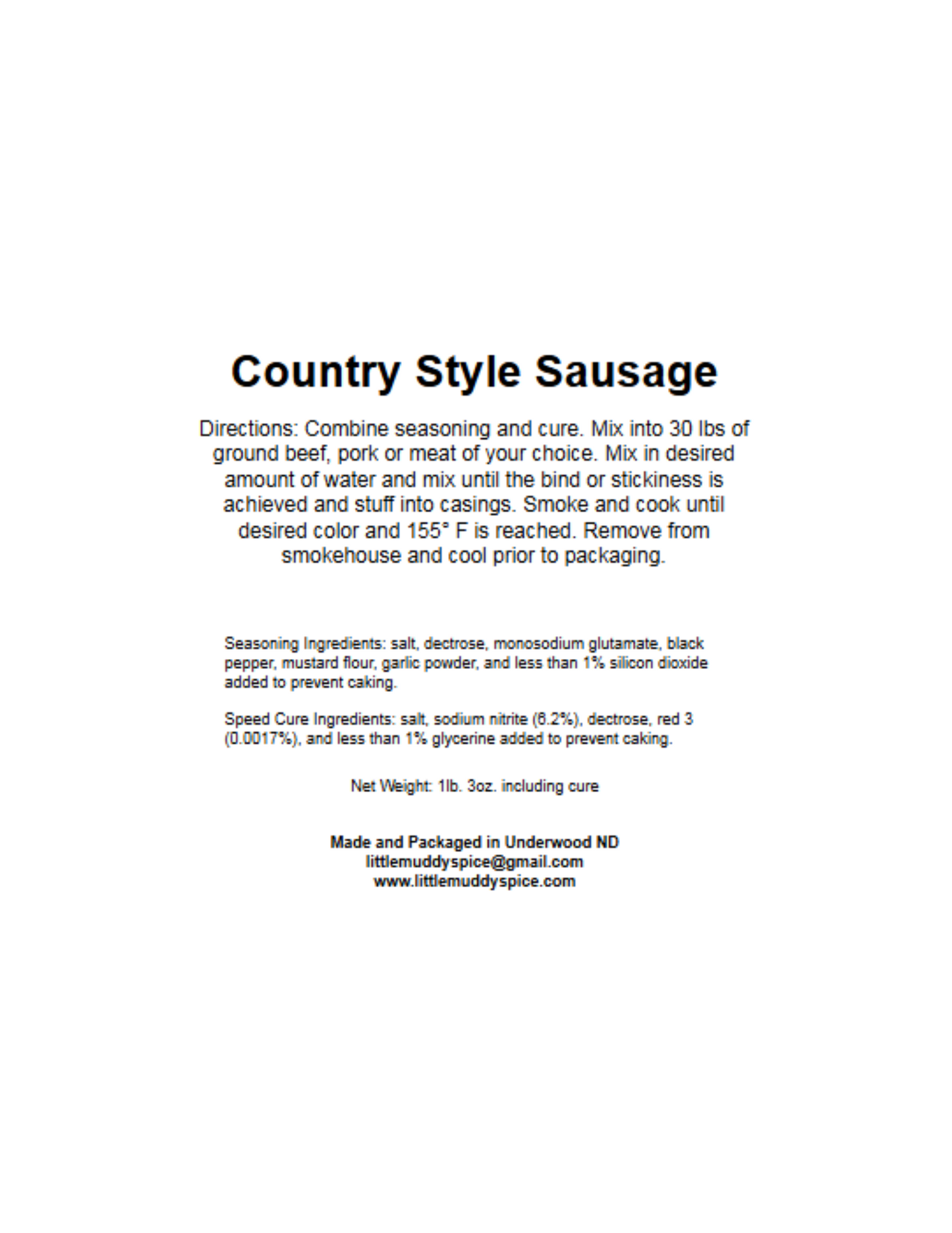 Country Style Sausage Seasoning